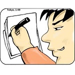 Extrait de bande dessinnée, vu de profil d'un garçon motivé.