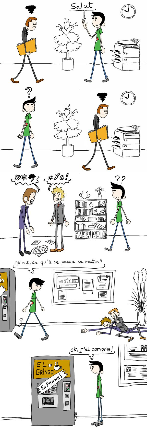 Bande dessinée de nono au boulot où tous les employés sont énervés.